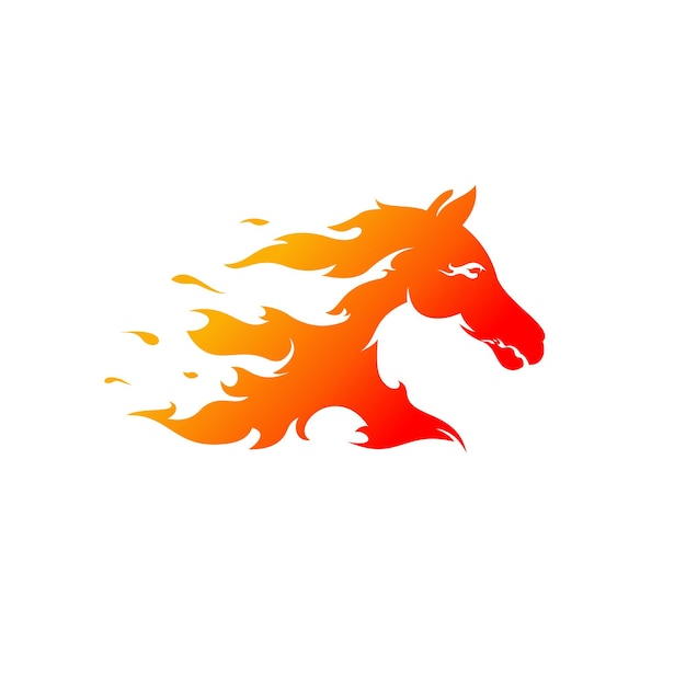 Logo illustration of a horse running with fire vector