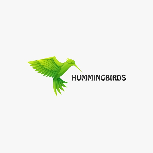   Logo Illustration Humming Bird Flying Gradient Colorful