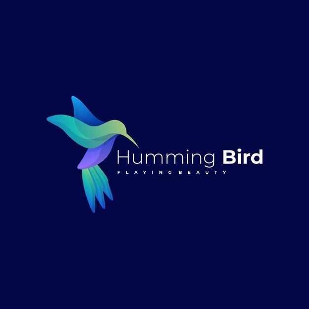   Logo Illustration Humming Bird Gradient Colorful Style.