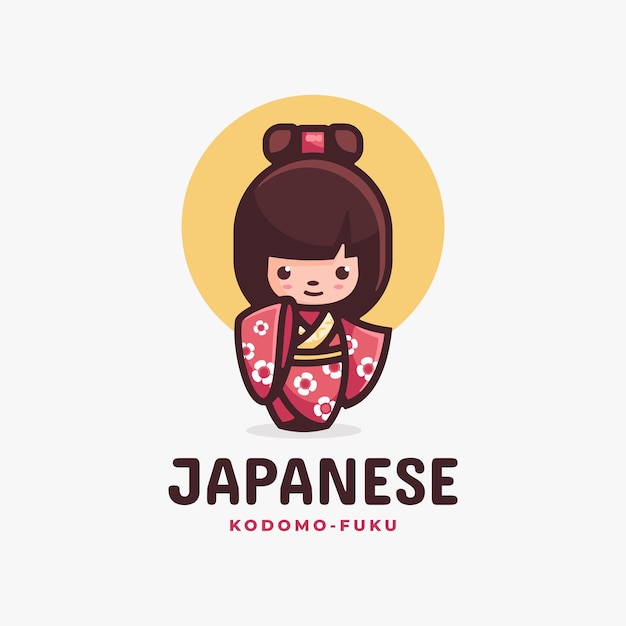  Logo Illustration Japanese Simple Mascot Style.