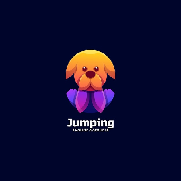  Logo Illustration Jumping Dog Gradient Colorful Style.