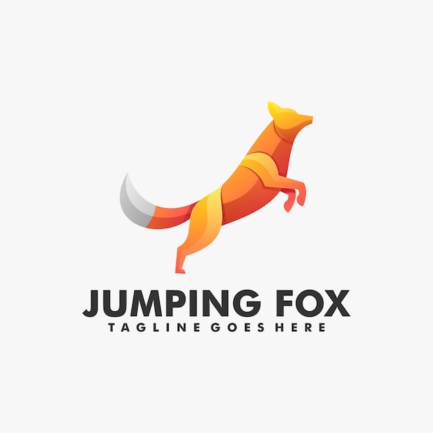  Logo Illustration Jumping Fox Gradient Colorful Style.