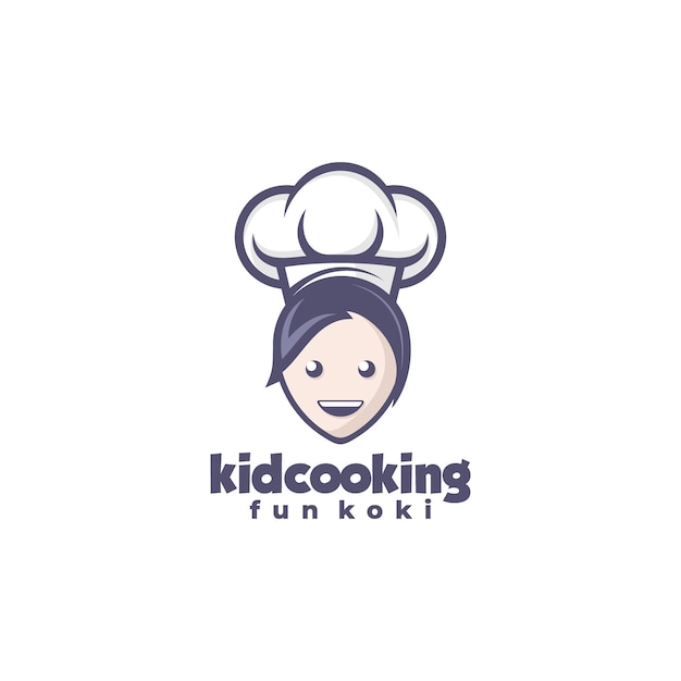  Logo Illustration Kid Cooking Mascot Cartoon Style.