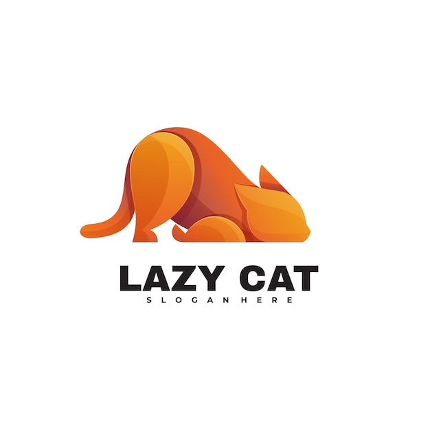   Logo Illustration Lazy Cat Gradient Colorful Style.