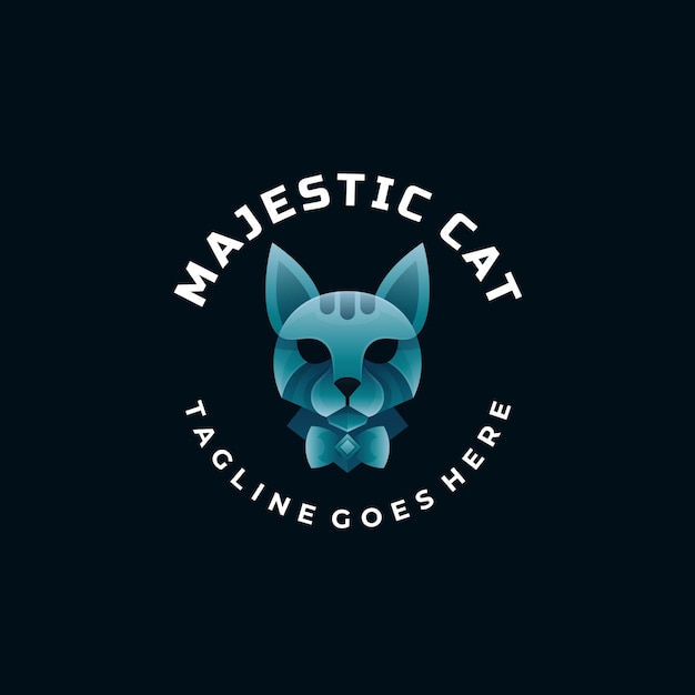  Logo Illustration Majesty Cat Gradient Colorful Style.