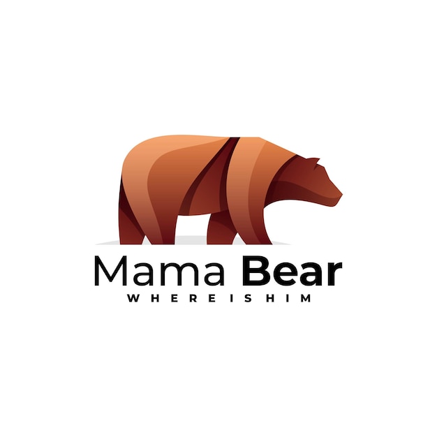   Logo Illustration Mama Bear Gradient Colorful Style.