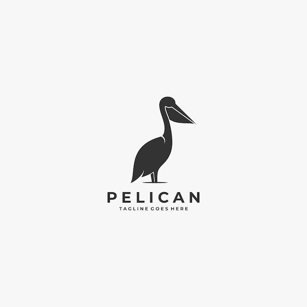 Logo Illustration Pelican Silhouette Style.