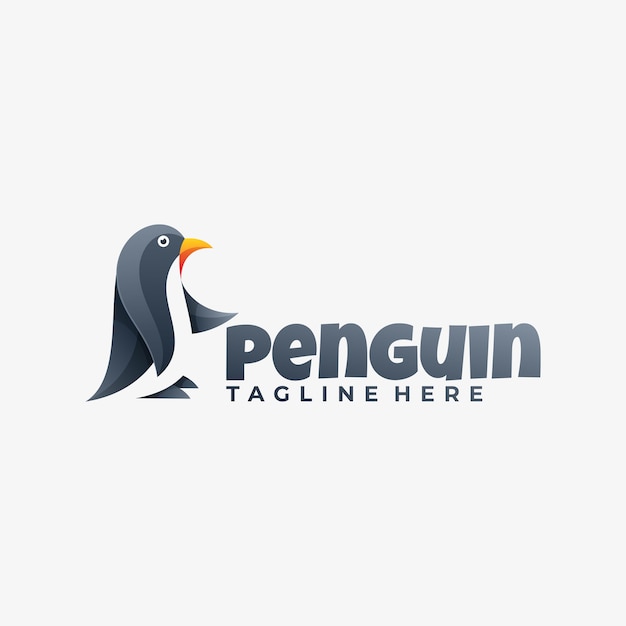  Logo Illustration Penguin Gradient Colorful Style.