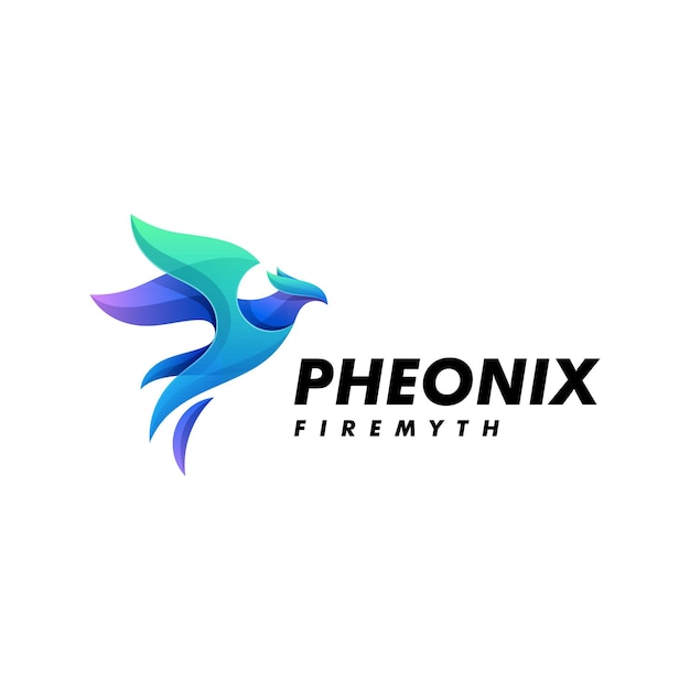  Logo Illustration Phoenix Gradient Colorful Style.