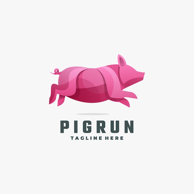   Logo Illustration Pig Gradient Colorful Style