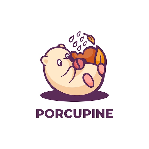 Logo Illustration Porcupine Mascot Cartoon Style.