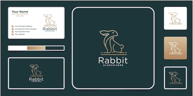 Logo illustration rabbit gradient line art style