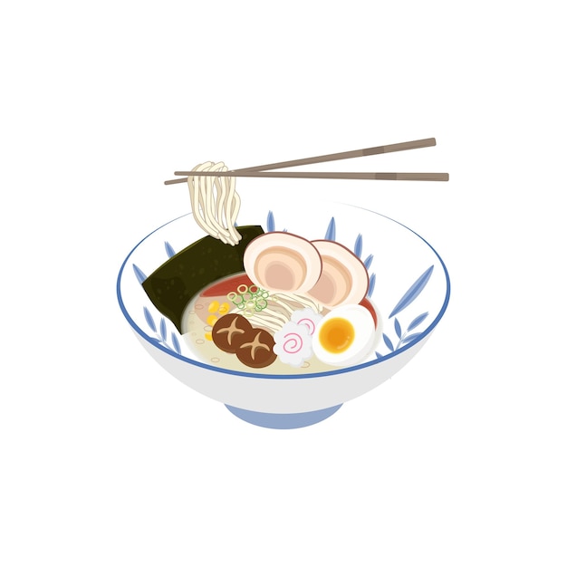 Logo Illustration Ramen Noodle Ready To Eat With Chopsticks