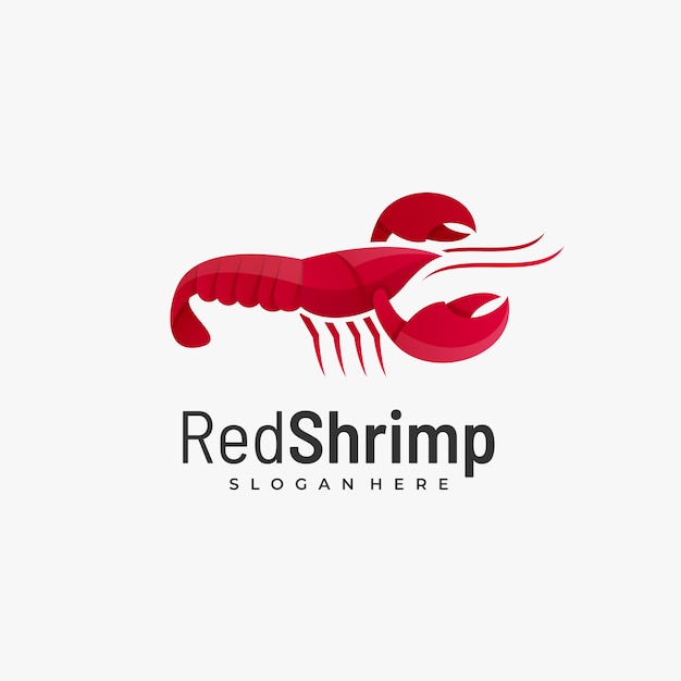  Logo Illustration Red Shrimp Gradient Colorful Style.