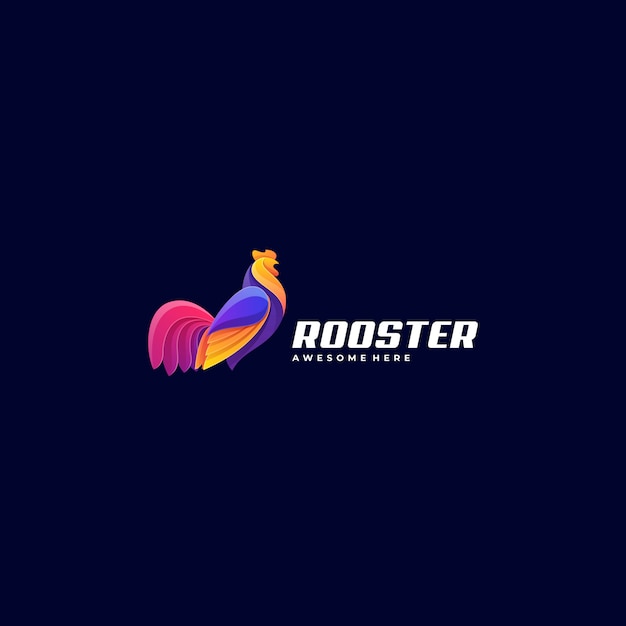  Logo Illustration Rooster Elegant Gradient Colorful Style