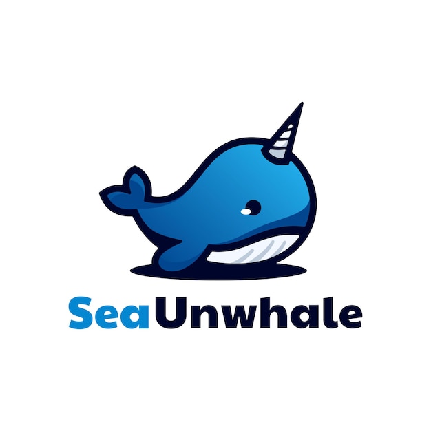 Logo Illustration Sea Whale Gradient Simple Mascot Style