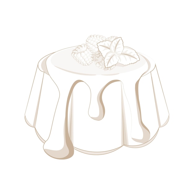 Logo Illustration simple line art Italian dessert panna cotta with sauce