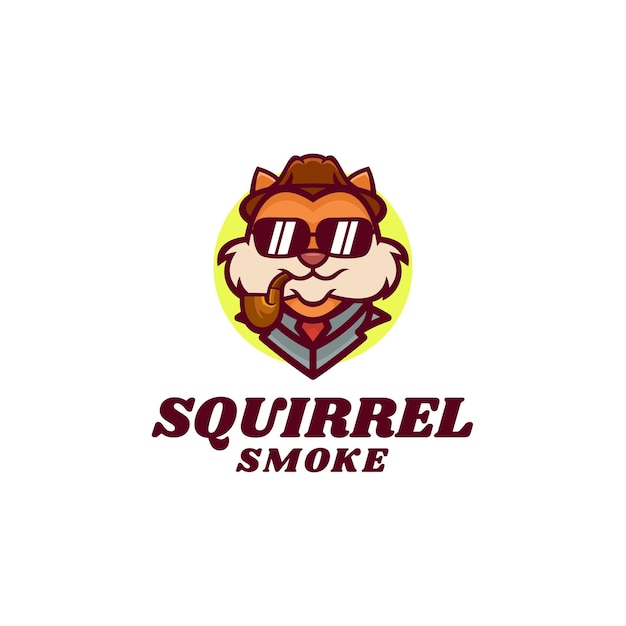 Logo Illustration Smoking Squirrel Mascot Cartoon Style