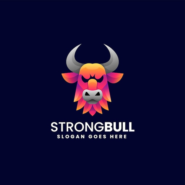 Logo Illustration Strong Bull Gradient Colorful Style