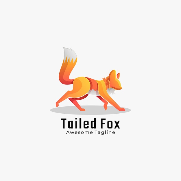  Logo Illustration Tailed Fox Gradient Colorful Style.