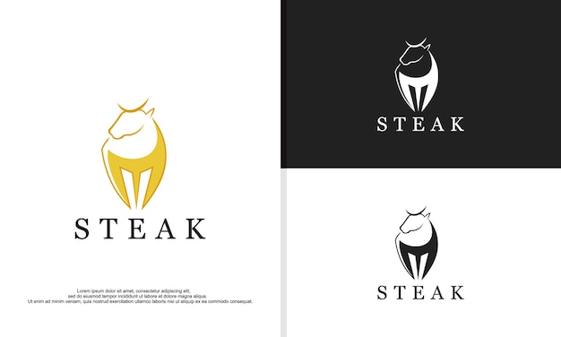 Logo illustration vector graphic of cow combined with fork fit for food company butcher restaurant etc