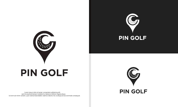 Logo illustration vector graphic of golf ball and pin