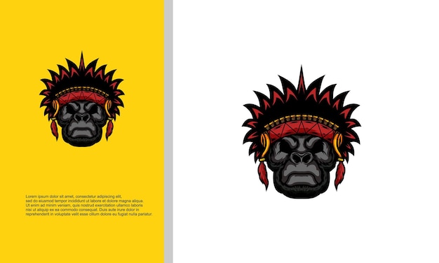 Logo illustration vector graphic of gorilla head indian