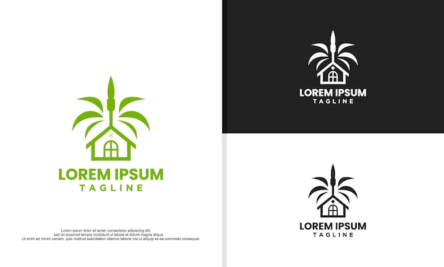 Logo illustration vector graphic of palm house resort