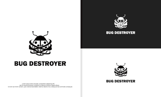 Logo illustration vector graphic of tech bug destroyer for tech companies