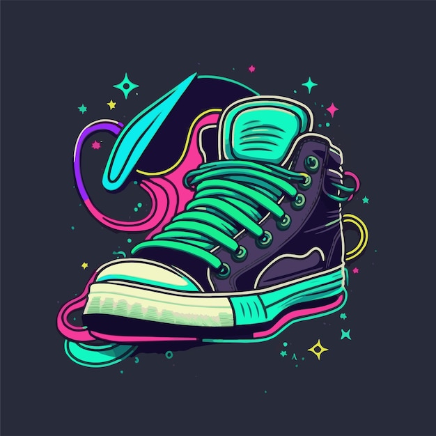 Logo Illustration of vintage Sneakers Shoes in retro style