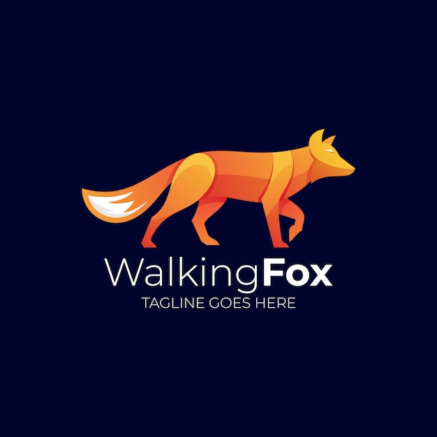   Logo Illustration Walking Fox Gradient Colorful