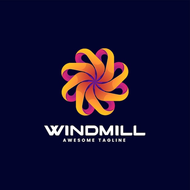 Logo Illustration Windmill Gradient Colorful Style