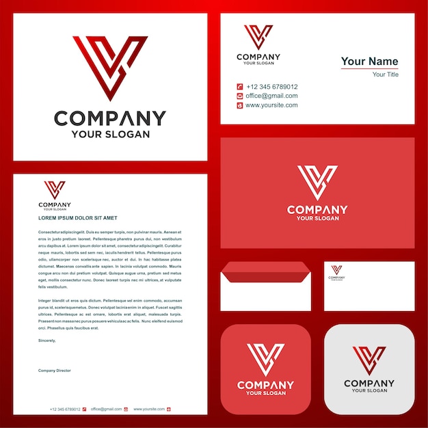 logo initial letter LS or LV combine with triangle in business card premium logo premium vector