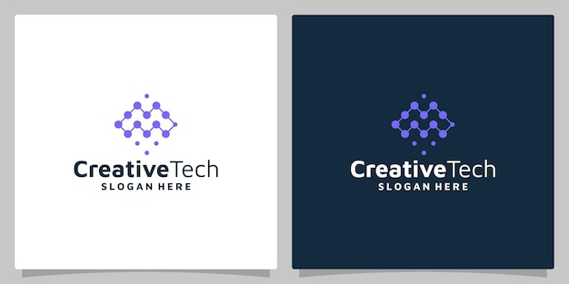 logo initial letter M abstract with tech style icons for business internet and technology