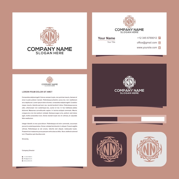 logo initial letter NN in business card premium vector