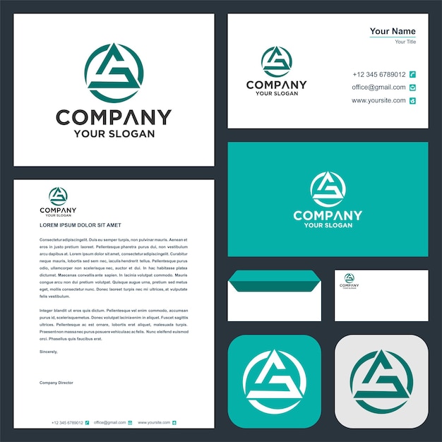 logo initial letter S with triange  in business card premium vector premium logo