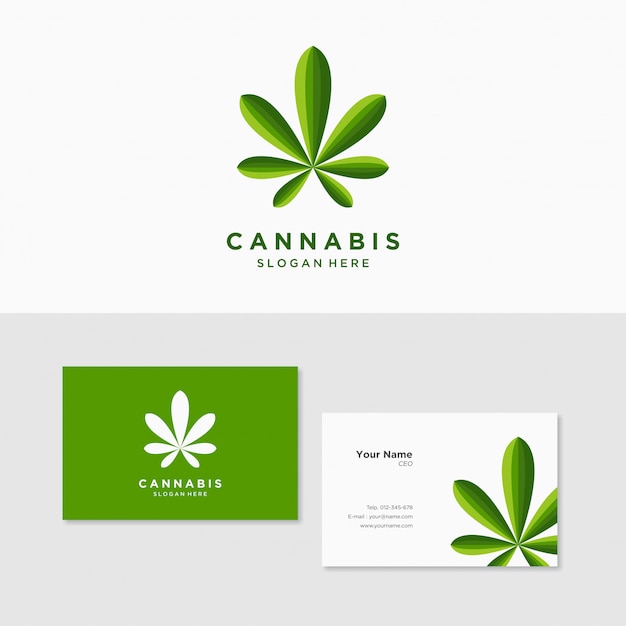 Logo inspiration hemp cannabis marijuana with business card template