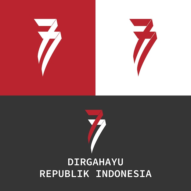 Logo inspiration number 77 seventy seven red white DIRGAHAYU INDONESIA Happy Indonesia Independence