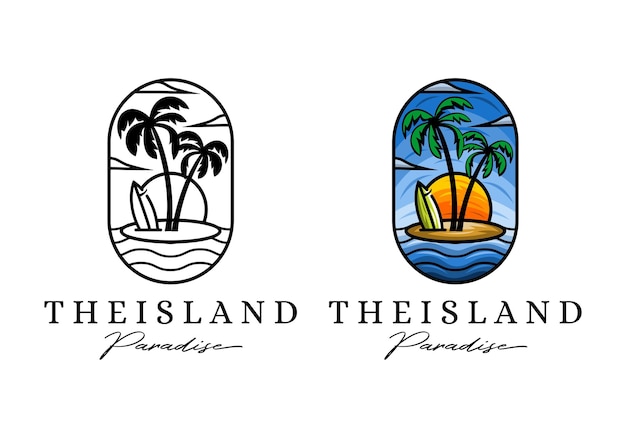 Logo Island Paradise Vector Illustration Template with Simple Elegant Design Good for Any Industry