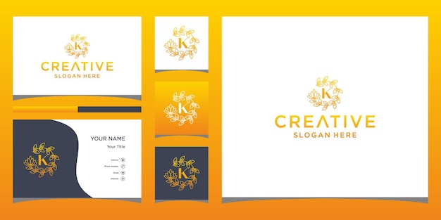 logo k luxury with business card template