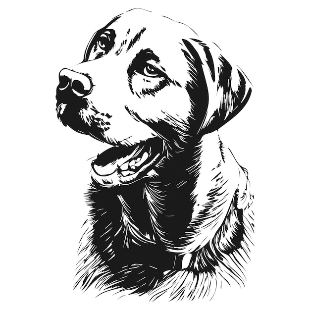 Logo labrador hand drawn vector black and white