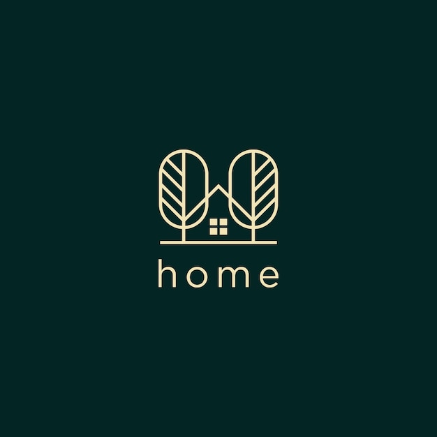 logo leaf house design art template