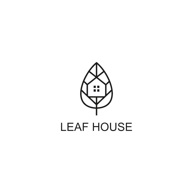 logo leaf house design art template