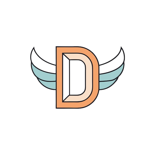 Logo Of Letter D With Wings On The White Background