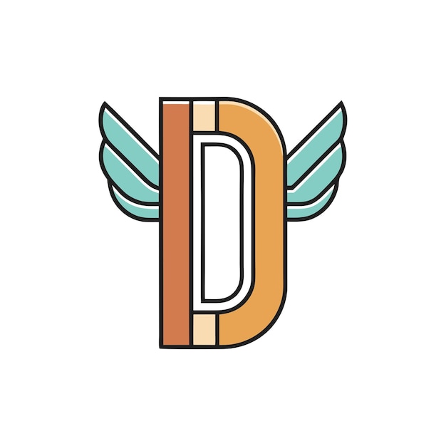 Vector logo of letter d with wings on the white background