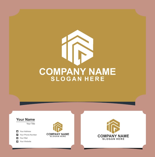 Logo letter hexagon box premium and business card