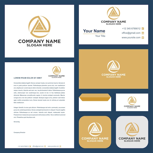 logo letter initial a and business card premium