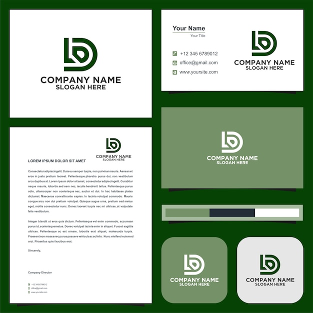 logo letter initial ld and business card premium