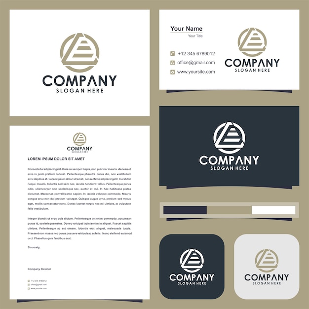 logo letter le triangel and business card