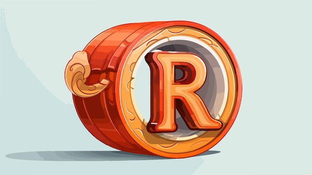 Vector the logo of the letter r is in a gold barrel